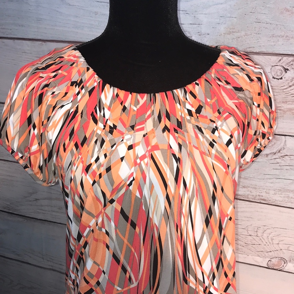 Small Style & Co pink and orange cap sleeve blouse - Picture 2 of 3